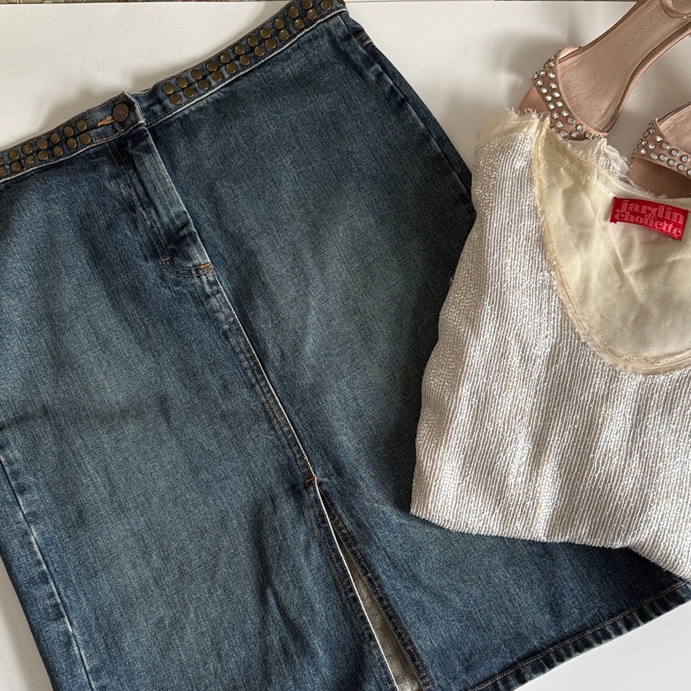 J. Crew Blue Denim Skirt - Vintage